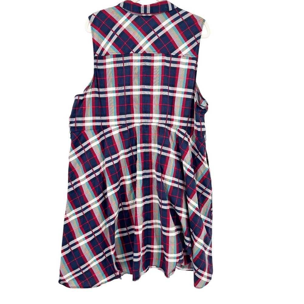 Torrid Plaid Sleeveless Shirt Dress Plus Size 4X‎ Poplin Collared Pockets - Picture 8 of 8